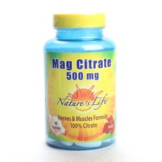 Nature's Life MAG 檸檬酸鹽 500mg 片劑, 1個, 60 件