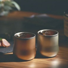Made In Tsubame 不鏽鋼雙層隔熱DX弧形杯 2入組, 1個, 香檳金+香檳銀