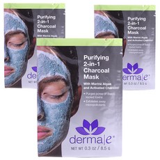 derma e 二合一護理竹炭面膜 8.5g, 1片, 3片