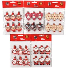 聖誕造型木夾6入組 小木夾 照片夾 相片夾 原木夾 聖誕樹裝飾 耶誕節, 雪人