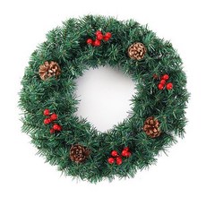 夢幻聖誕花圈40公分 台灣現貨 耶誕花圈 聖誕節裝飾品 北歐造型花圈, 綠色、紅色