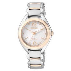 CITIZEN 星辰表 FE2074-59A 花朵盛開光動能不鏽鋼腕錶 31mm, 銀色,金色