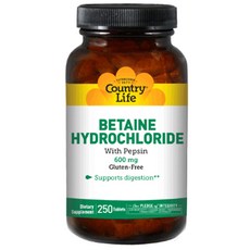 Country Life 甜菜鹼胃蛋白酶錠 無麩質, 250顆, 1罐