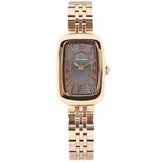 LICORNE 力抗 優雅迷人復古方形羅馬刻度不鏽鋼手錶 灰x鍍玫瑰金 LT152LRUR 19mm