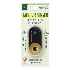 MIDORI XS系列迷你膠帶台，便攜式膠帶切割器，附12mm膠帶，辦公學生適用, 黑