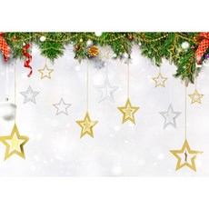 聖誕節佈置掛旗拉花金蔥鏤空五角星吊飾, 1個, 銀色、金色