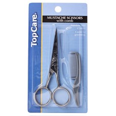 TopCare 鬍鬚專用剪刀+梳子, 銀色, 1套