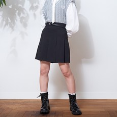 LOVETOXIC 女童款腰帶鬆緊箱型百摺裙附襯褲