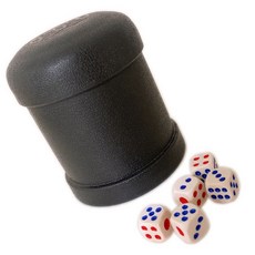 益飛牌 加厚骰盅黑色直筒附5個骰子 吹牛骰子 過五關遊戲骰盅, 一組入, 1個