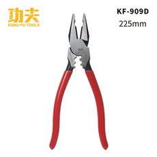 功夫 9吋省力偏芯鋼絲鉗 附壓著 225mm KF-909D 台灣製, 紅色