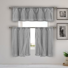 Kensie Pearly Cafe Tears 廚房窗簾 2 件套, 銀