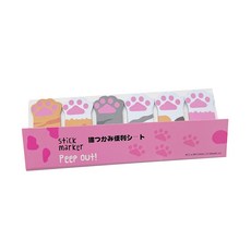 貓爪造型便利貼 N次貼索引標籤貼, 貓爪便利貼-1入【買5送1】, 粉色, 120