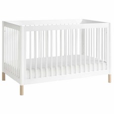 Babyletto Gelato四合一成長型嬰兒床加天絲棉抗菌床墊組, 白色／水洗自然色腳