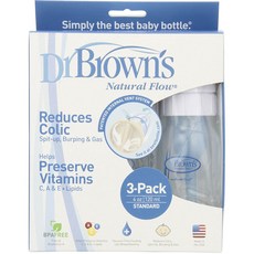 DrBrown's Natural Flow標準口徑奶瓶3入組, 第1階段(0m+), 單色, 120ml, 1組