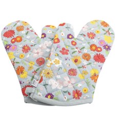now DESIGNS 經典款印花烤箱手套 2入, 1個, 本月鮮花