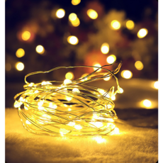 LED銅線燈串-1公尺 電池款 裝飾燈 氣氛燈 銅線燈, 暖白光, 1個