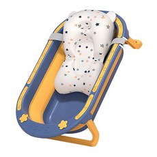 B&B幸福雜貨 兒童小花可折疊嬰兒洗澡浴盆, 藍, 1個