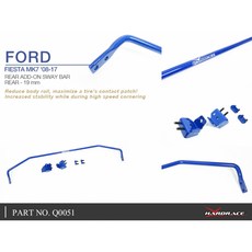 HARDRACE FORD FIESTA MK7後防傾桿 19mm 提升操控穩定性, 藍色