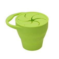 元氣寶寶 嬰兒摺疊防灑零食杯, 1個, 綠色