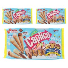 glico 格力高 Caplico綜合迷你甜筒餅乾10入組 牛奶+草莓+巧克力口味, 3個