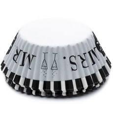 FOX RUN 新郎新娘婚禮烘焙杯, 50個, 白色+黑色