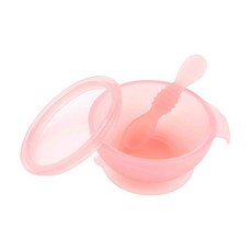 美國 Bumkins 寶寶矽膠餐碗組（多色可選）可微波、蒸、烤箱、洗碗機 不易生霉, 果凍粉, 碗＋湯匙＋碗蓋