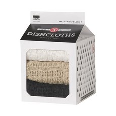 now DESIGNS 素色洗碗布組, 3片, 黑+牡蠣+白