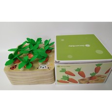 Goryeo baby拔蘿蔔木製益智兒童玩具，寶寶早教玩具，手眼協調訓練，安全無毒, 橘色，綠色, 1個