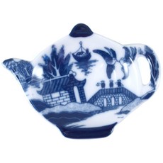 HIC 茶壺造型仿瓷印花小碟子, 藍色+白色