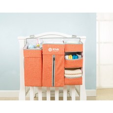 嬰兒床邊多功能收納掛袋, 橙色
