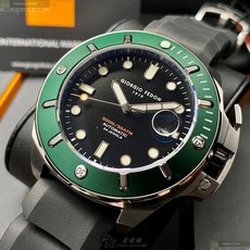 GiorgioFedon1919手錶 GF00102 46mm墨綠色錶圈 黑色潛水錶 500米防水 矽膠錶帶