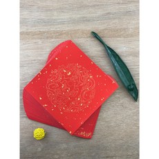 福隆棉紙抗UV春聯，台灣製造萬年紅灑金瓦當一言，約17x17cm，新年裝飾，節慶用品, 100張