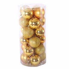 佳音書坊聖誕用品桶裝聖誕裝飾24個彩球四色塑料亮光電鍍聖誕球, 金色, 1個
