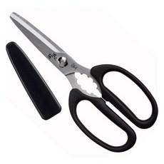 KAI 貝印 関孫六 小型廚房剪刀附蓋, 1個, 銀色+黑色