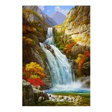 御畫房 高山飛瀑 手繪油畫 60 90cm VF-106, 詳見包裝