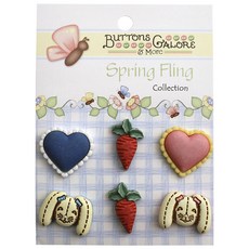buttons galore&more Spring Fling 3D 鈕扣, 6入, 兔子食物