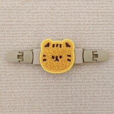 韓式小熊兒童吊帶褲防掉夾 口水巾夾 雙頭固定夾 手帕夾 幼稚園寶寶必備, 黃色