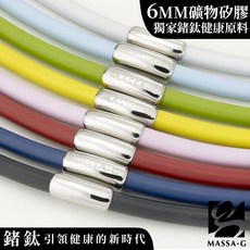 MASSA-G H-FEVER全彩6mm鍺鈦項圈，運動配件，時尚健康，多色可選，提升運動表現, 比利時黯藍