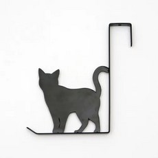 凡爾賽生活精品 日本進口黑色貓咪造型門後掛勾 鐵製衣架 門後收納, 1個