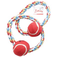 Zanies 雙繩Loop To網球狗狗繩結玩具, 1個, 混色