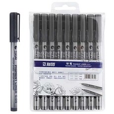 STA 勾線筆9件組 手繪筆 繪畫筆 手帳筆 針管筆 簽字筆 brush軟筆頭 製圖工具, 9件組（外盒隨機）