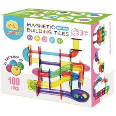 ScienceBaby 磁力片球道組 100片 - 磁性積木玩具，激發創造力，培養科學興趣, 彩色, 1箱