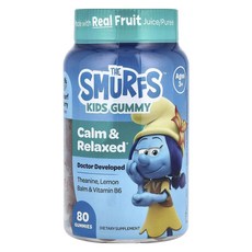 THE SMURFS 藍色小精靈 藍色小精靈茶胺酸維生素B6軟糖 莓果風味, 80顆, 1罐