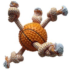 multipet 繩結橡膠籃球寵物玩具 8.9cm, 1個, 橘子