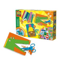 荷蘭SES 幼兒DIY動物剪紙學習組-14634 (幼兒剪紙 繪圖剪紙 動動手玩剪紙 兒童剪紙 安全剪刀 安靜玩具), 詳見包裝, 紅色、藍色、綠色, 1個