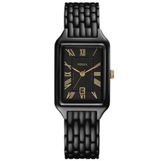 FOSSIL 復古方形羅馬刻度日期不鏽鋼手錶 ES5385 23mm