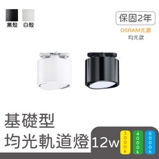 LED 12W 軌道燈 散光均光型 歐司朗光源, 黑色，陽光(自然光)