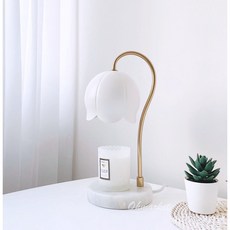 生活市集 鈴蘭花融蠟燈 蠟燭燈 蠟燭暖燈 香氛蠟燭燈 融燭燈 大理石融蠟燈 香氛蠟燭 母親節禮物, 白色