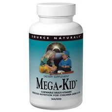 SOURCE NATURALS Mega-Kid 綜合維生素咀嚼片, 1個, 30入, 30顆