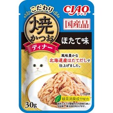 【DuoMaoMao】CIAO 極致燒餐包 鰹魚+北海道干貝 貓咪濕糧點心, 30g, 北海道干貝高湯+鰹魚